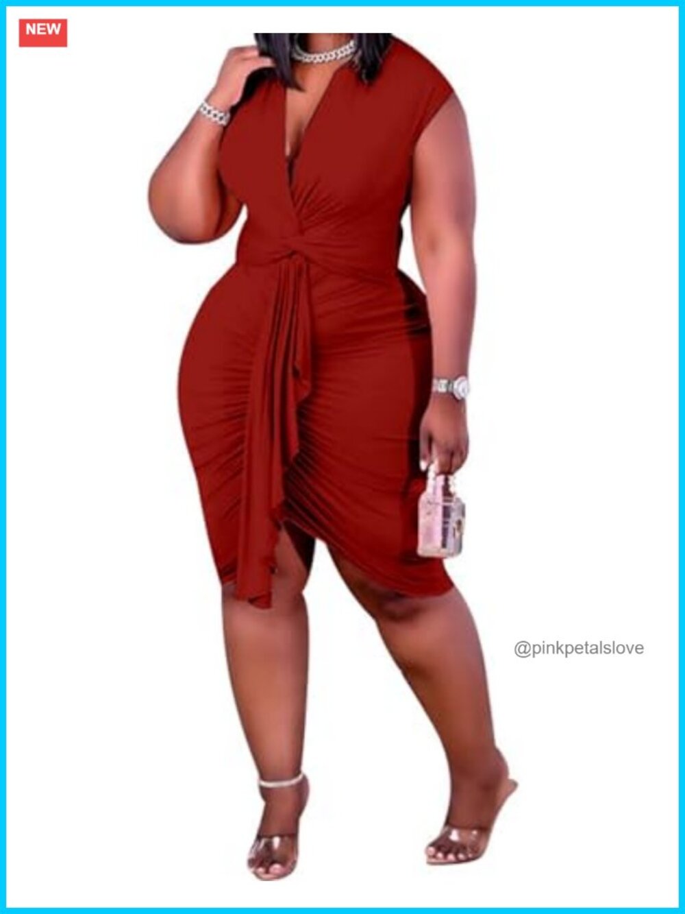Plus Size Bodycon Drawstring Ruched Mini Club Dress Sleeveless Party